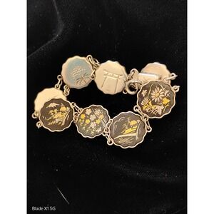 Pretty 1940's Sterling Japanese Damascene Komai Bracelet